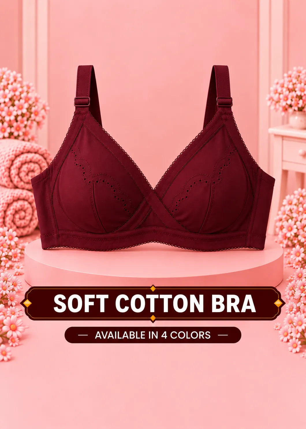 Soft Cotton Bra with Full Coverage Support