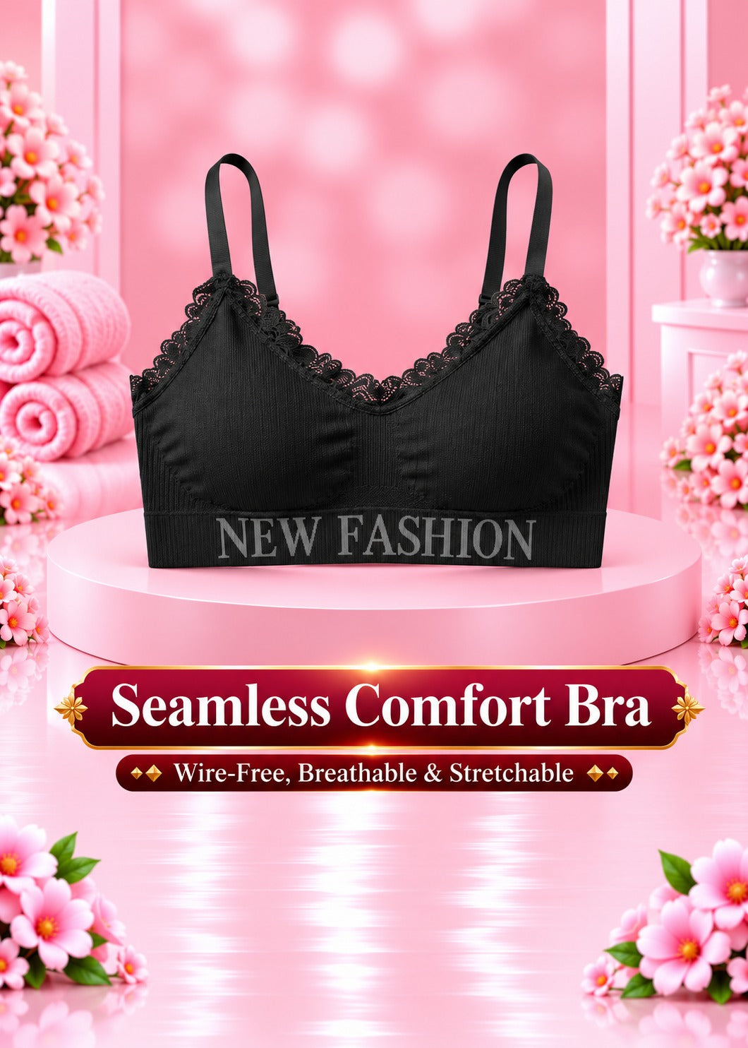 Seamless Comfort Bra – Wire-Free, Breathable & Stretchable