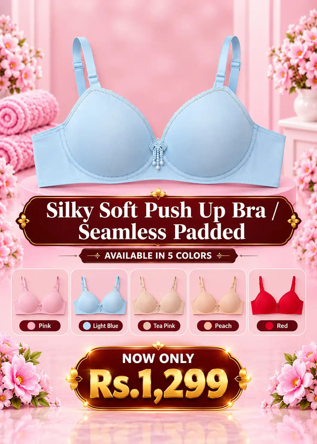 Silky Soft Push Up Bra / Seamless Padded