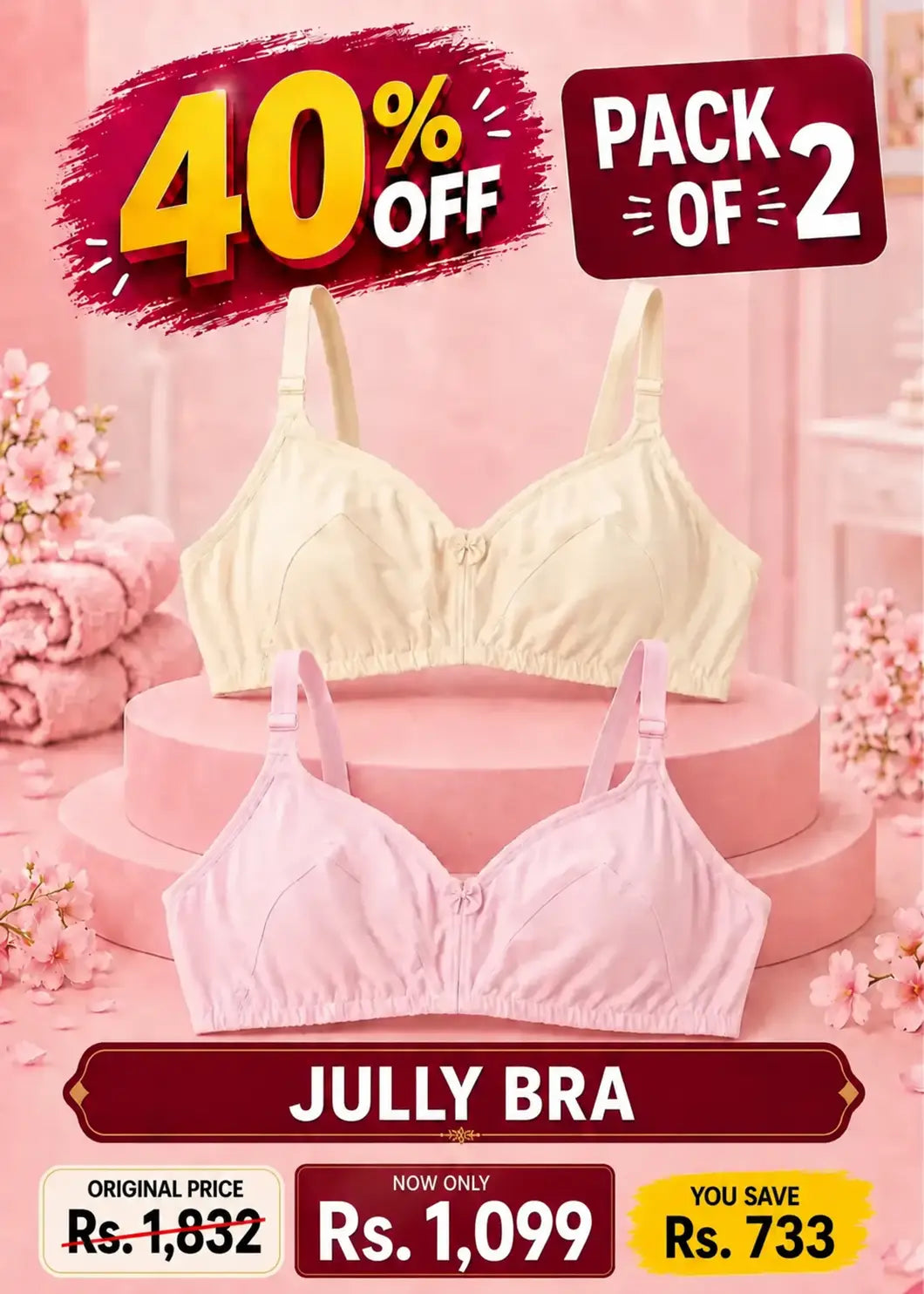 Jully Bra Pack of 2 | Skin & Pink