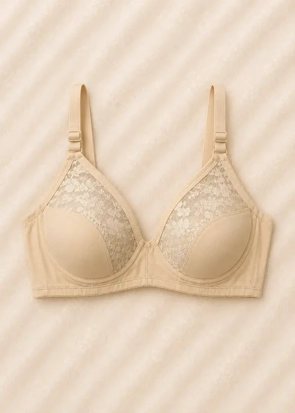 Black and Nude Premium Lace Bra Pack of 2