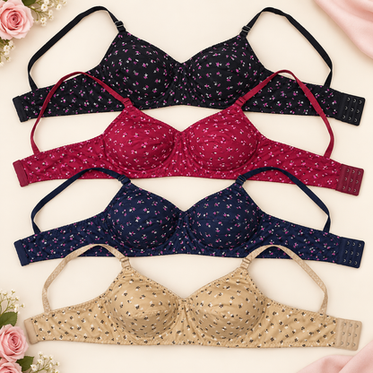 RoseNest Floral Print Hosiery Foam Bra for Women – Pack of 2