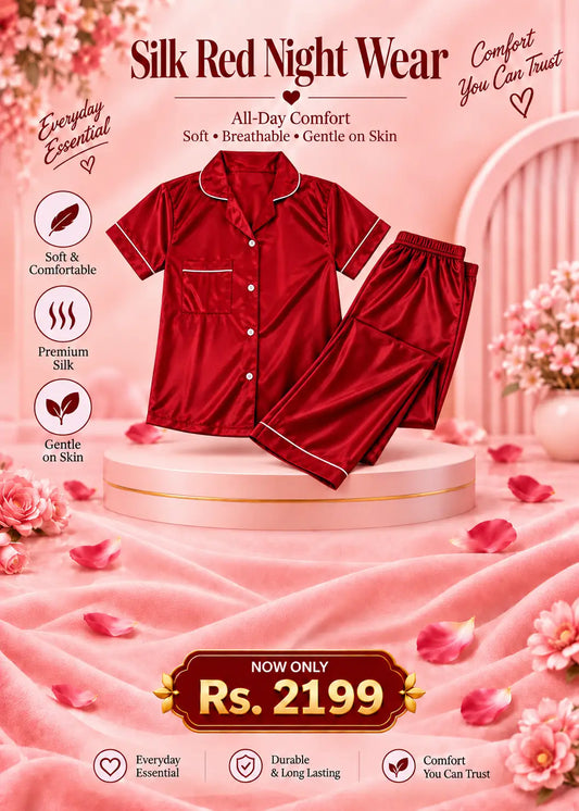 Silk Red Night Wear