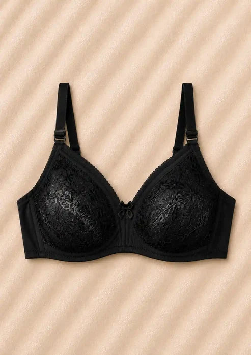 Full Net Comfort Bra Pack of 2 | Black & Skin