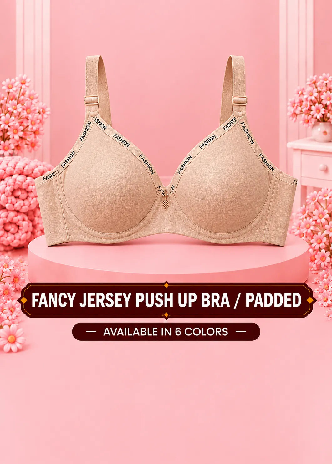 Fancy Jersey Push Up Bra / Padded