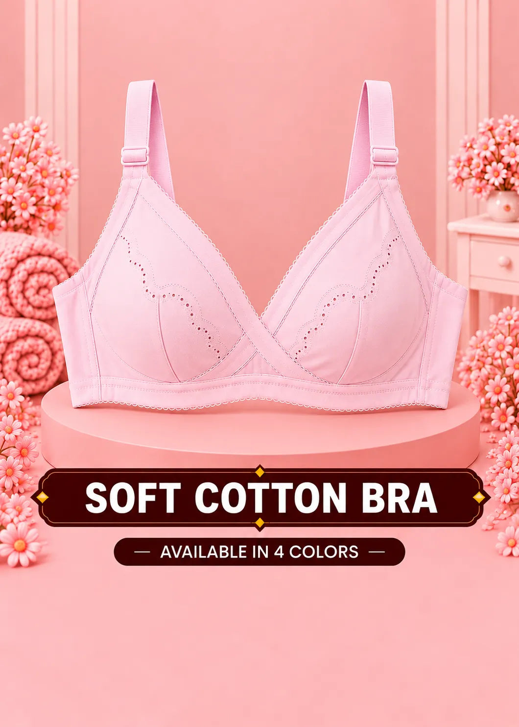 Soft Cotton Bra with Full Coverage Support