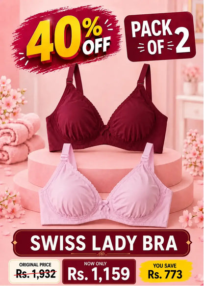 Swiss Lady Bra Pack of 2 | Pink and Maroon