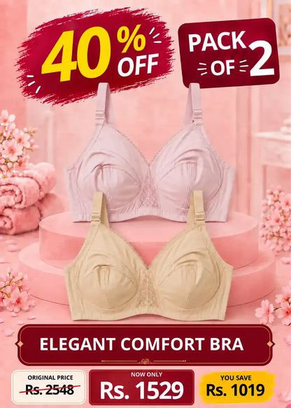 ELEGANT Comfort 15 Bra Pack of 2 | Dark Salmon and Pink