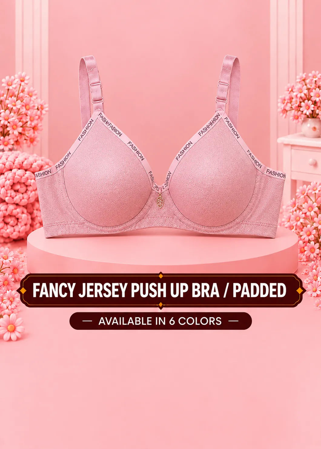 Fancy Jersey Push Up Bra / Padded