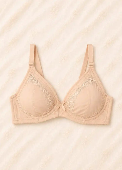 Premium Embroidered Full Coverage Bra Pack of 2 Skin and Pink