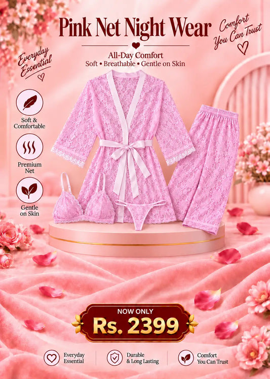 Pink Net Night Wear