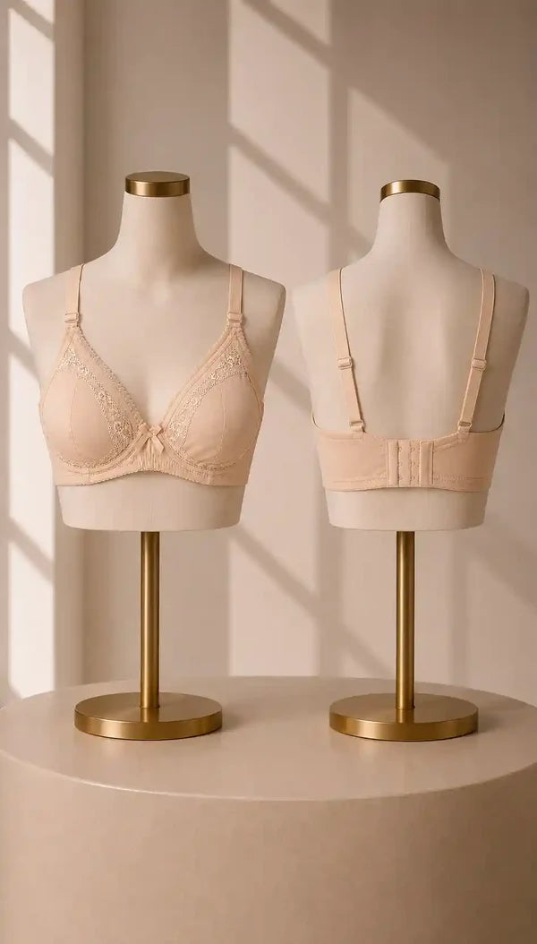 Premium Embroidered Full Coverage Bra Pack of 2 Skin and Pink