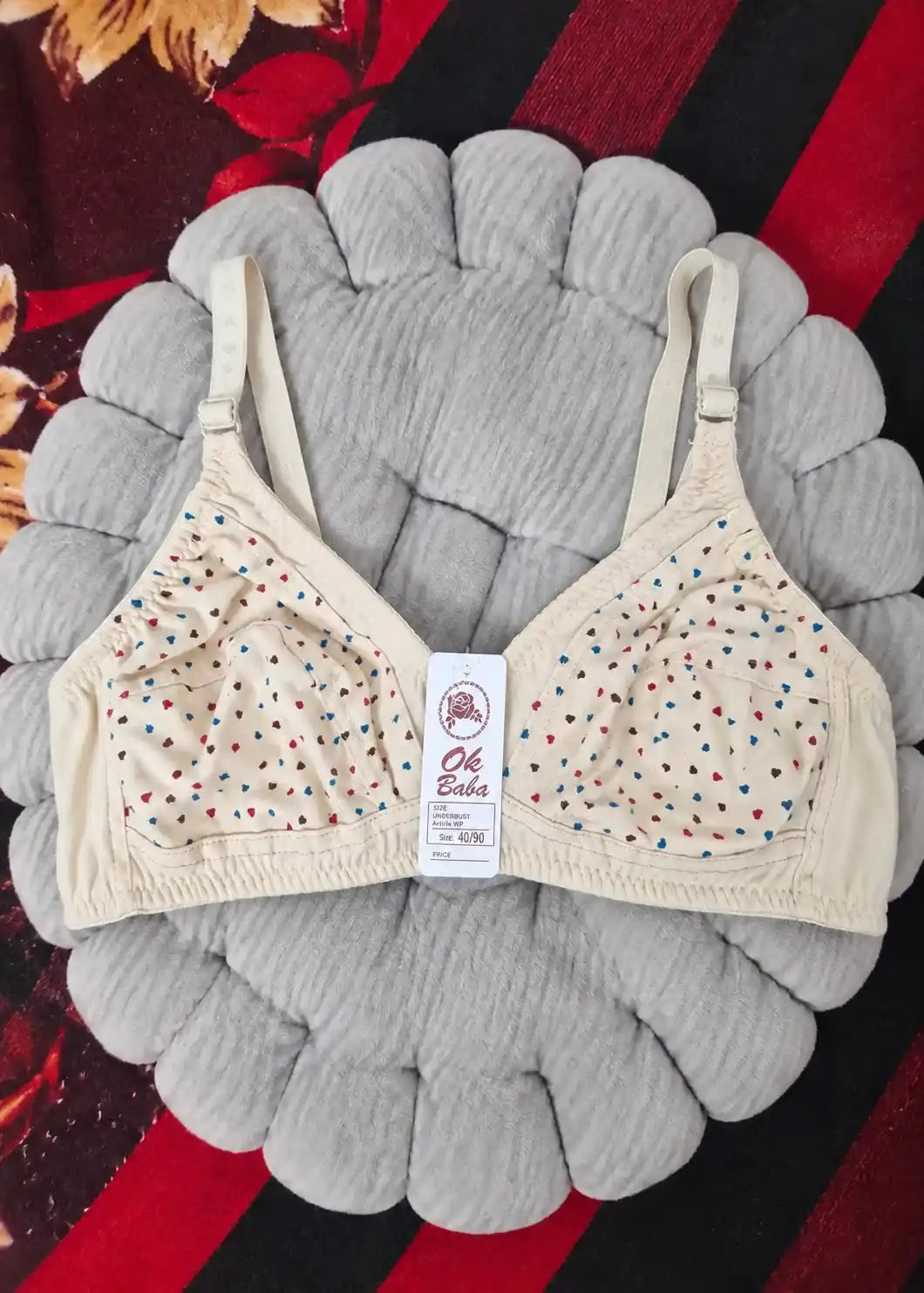 Printed Cotton Hosiery Bra Pack of 4  Maroon, Black, Yellow, and Sky blue