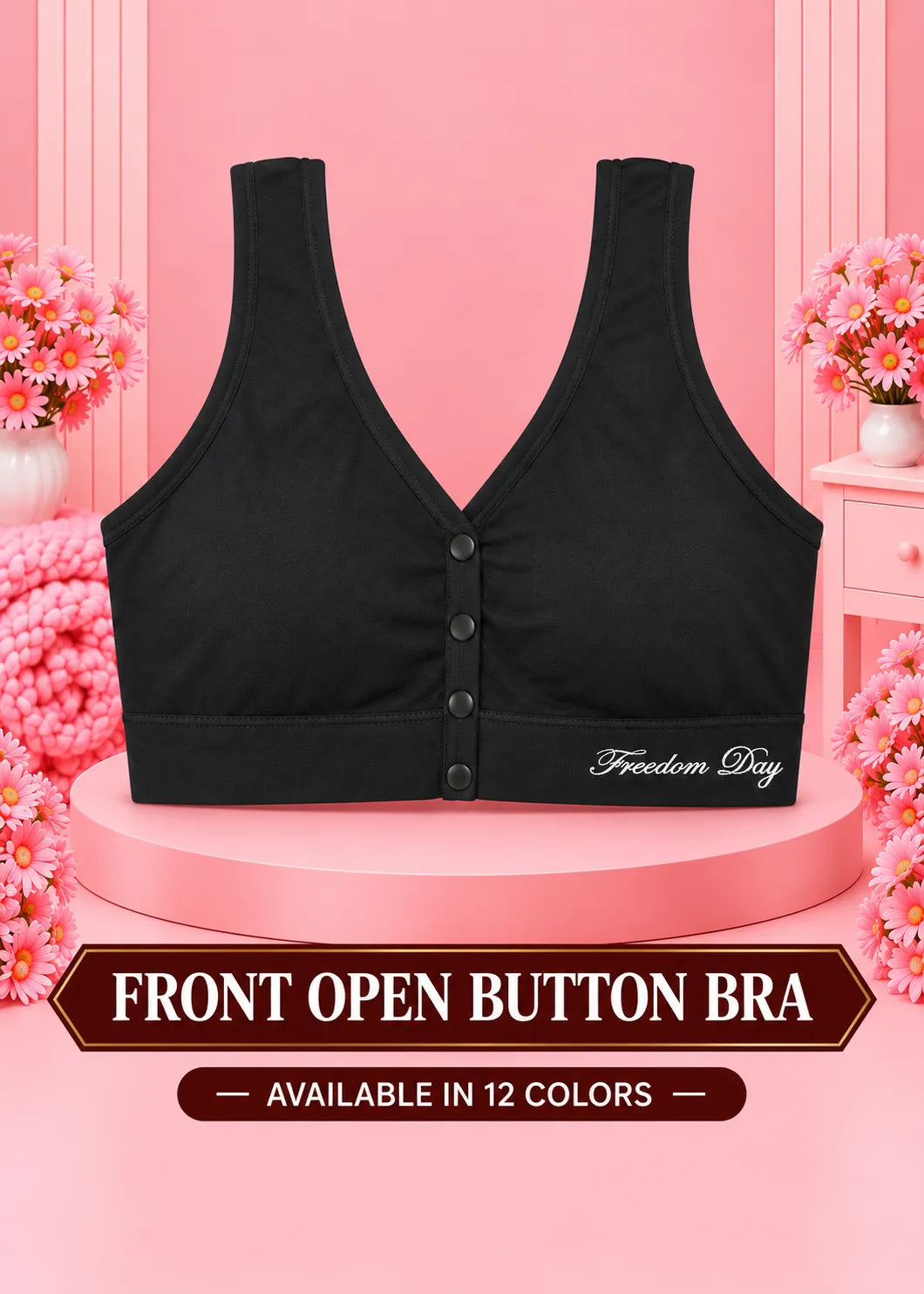 Front Open Padded Button Bra