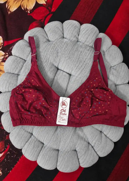 Printed Cotton Hosiery Bra Pack of 4  Maroon, Black, Yellow, and Sky blue