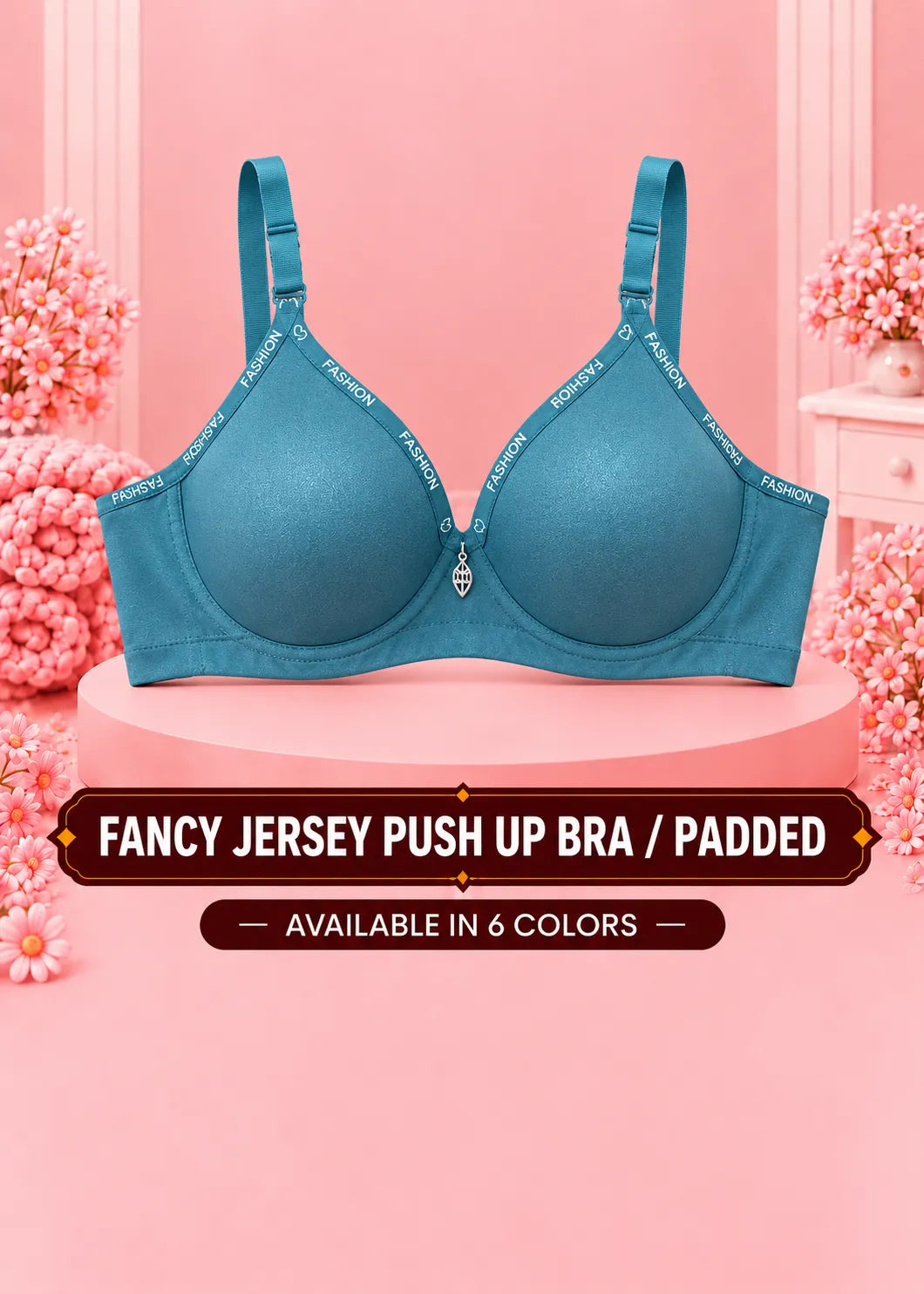 Fancy Jersey Push Up Bra / Padded