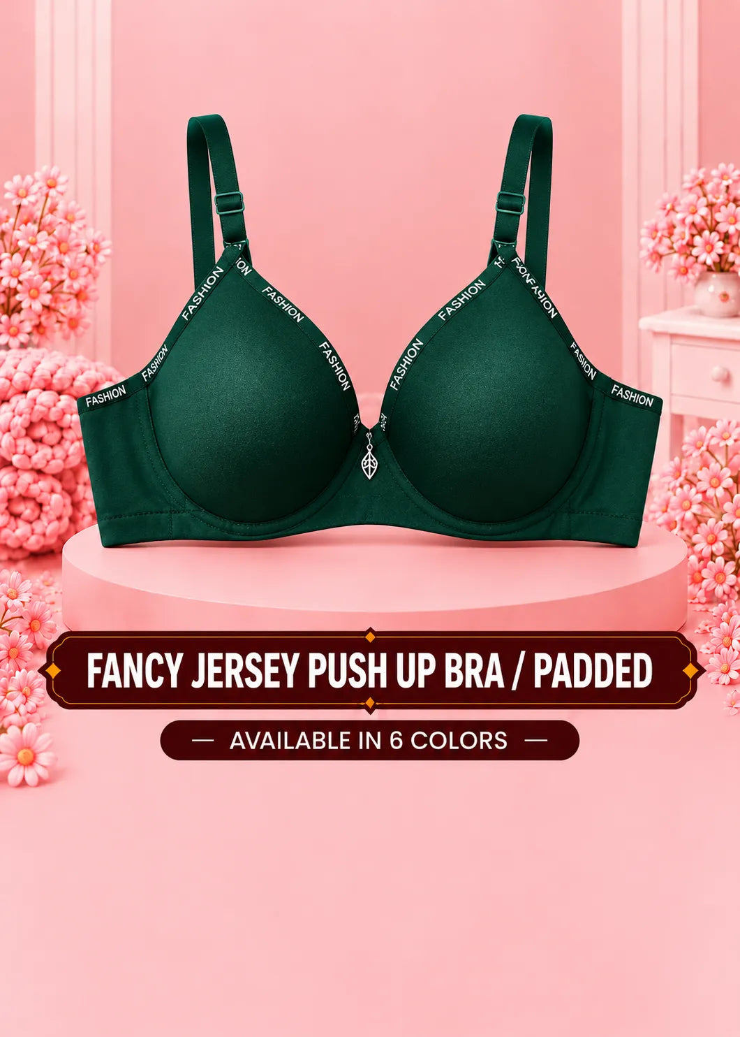 Fancy Jersey Push Up Bra / Padded