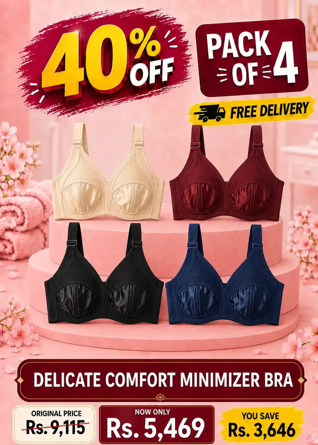 Delicate Comfort Minimizer Bra Pack of 4