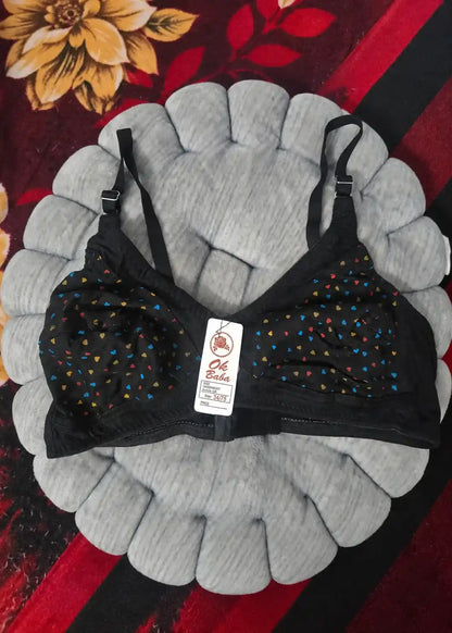 Printed Cotton Hosiery Bra Pack of 4  Maroon, Black, Yellow, and Sky blue