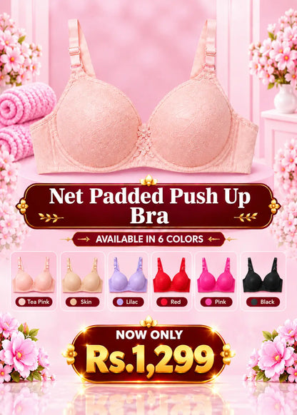 Net Padded Push Up Bra
