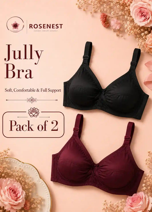 Jully Bra Pack of 2 | Soft, Comfortable & Full Support Everyday Bra for Women
