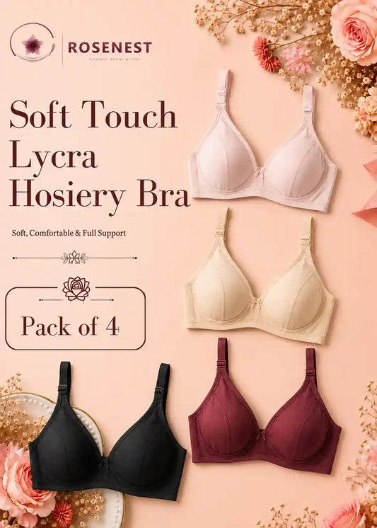 Soft Touch Lycra Hosiery Bra Pack of 4