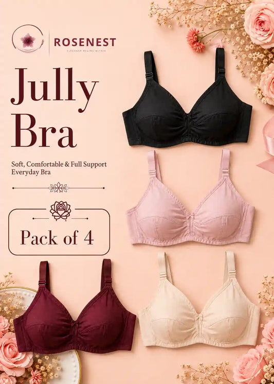 Jully Bra Pack of 4 | Soft, Comfortable & Full Support Everyday Bra