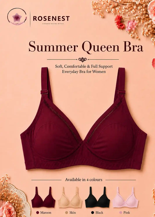 Summer Queen Soft Cotton Bra  Everyday Comfort with Elegant Style
