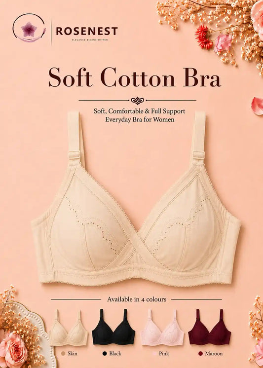 Soft Cotton Bra with Full Coverage Support