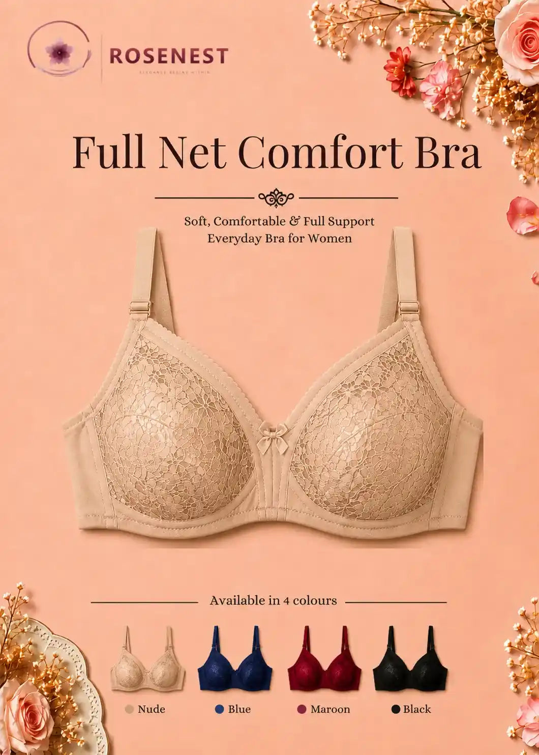 Full Net Comfort Bra Soft Support for Everyday Confidence
