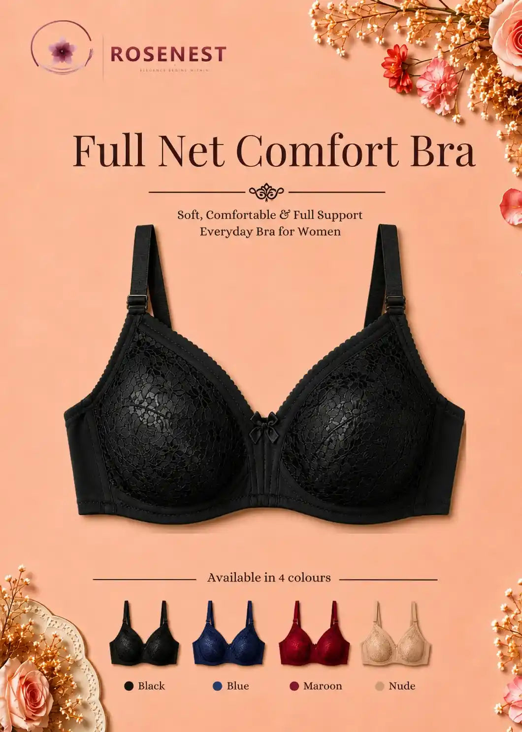 Full Net Comfort Bra Soft Support for Everyday Confidence