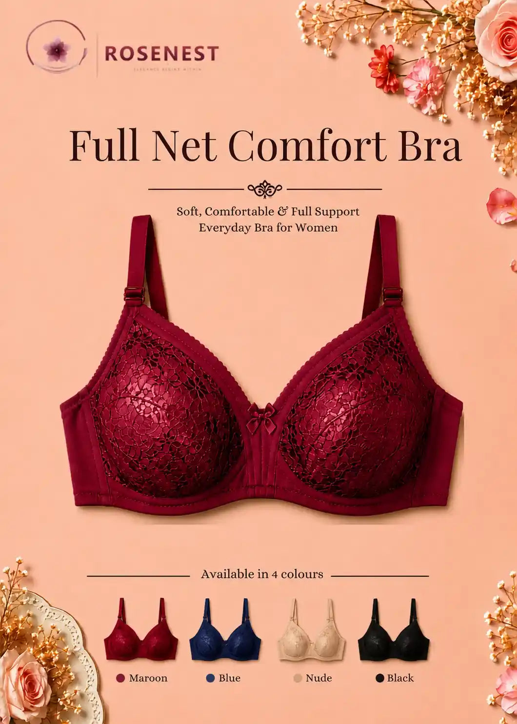 Full Net Comfort Bra Soft Support for Everyday Confidence