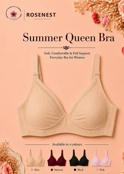 Summer Queen Soft Cotton Bra  Everyday Comfort with Elegant Style