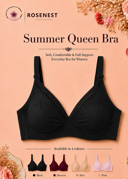 Summer Queen Soft Cotton Bra  Everyday Comfort with Elegant Style