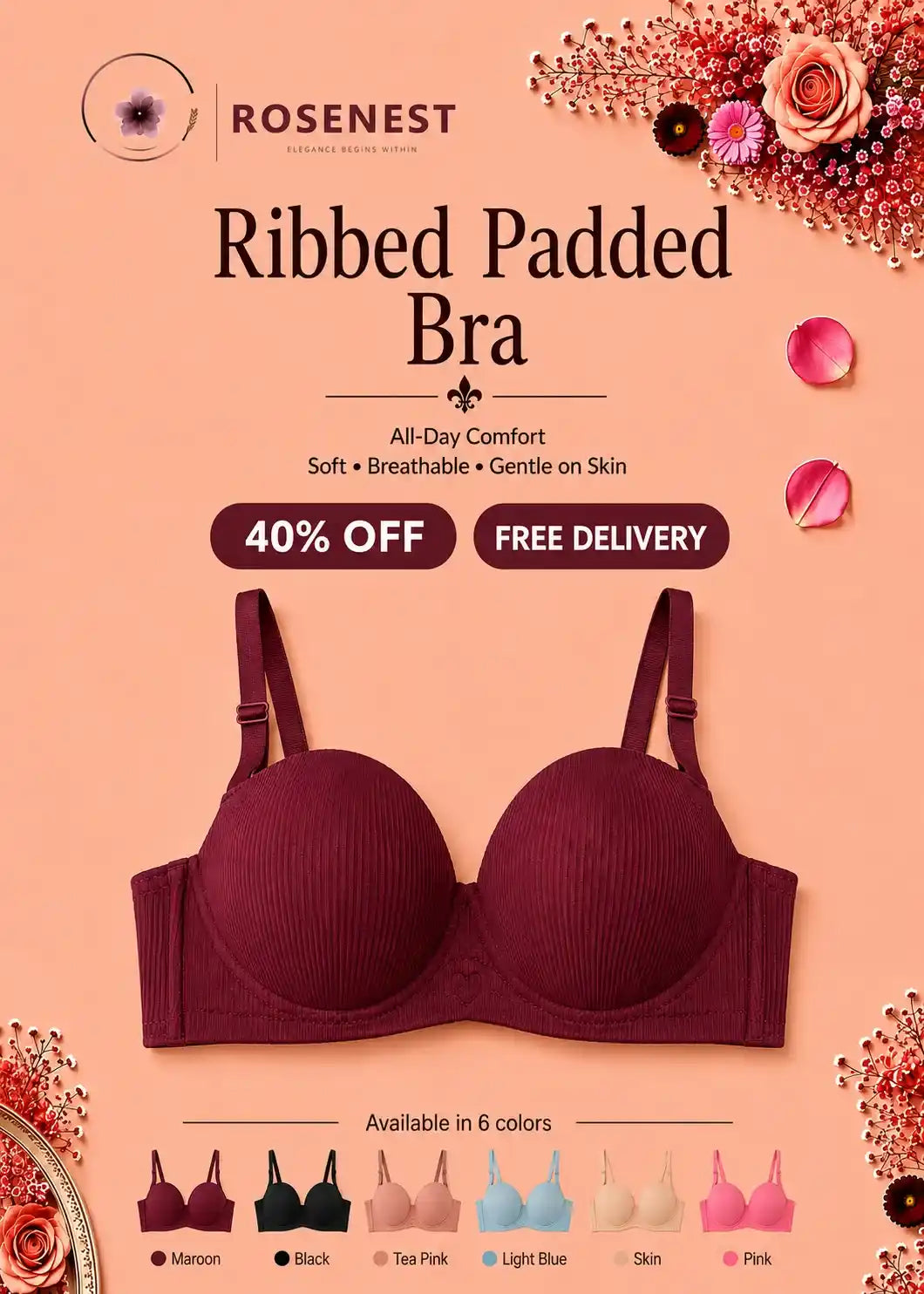 Ribbed Padded Bra