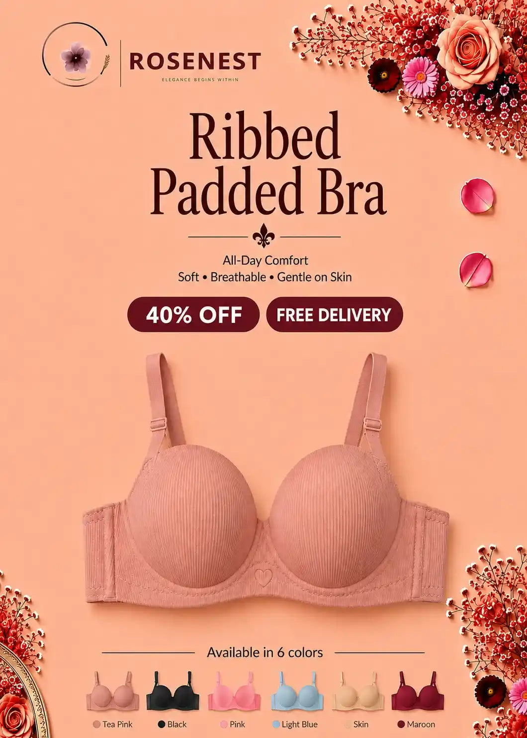 Ribbed Padded Bra