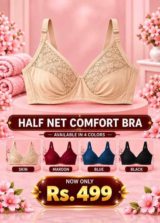 Half Net Comfort Bra Soft Support for Everyday Confidence