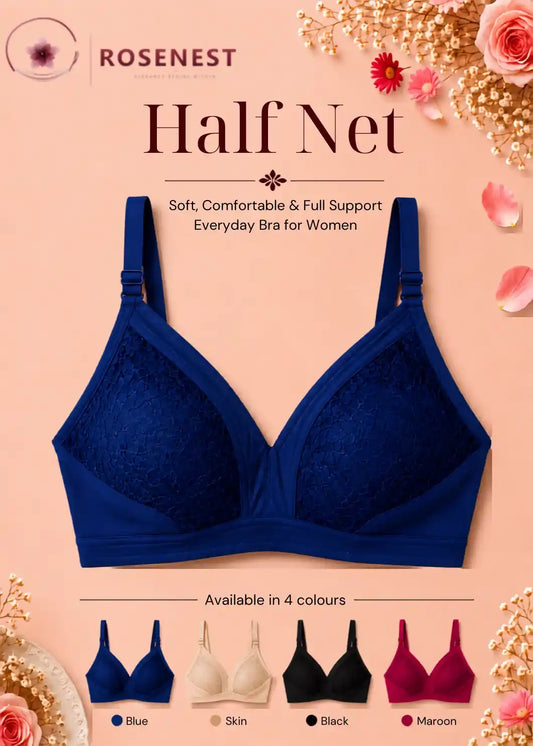 Half Net Comfort Bra Soft Support for Everyday Confidence