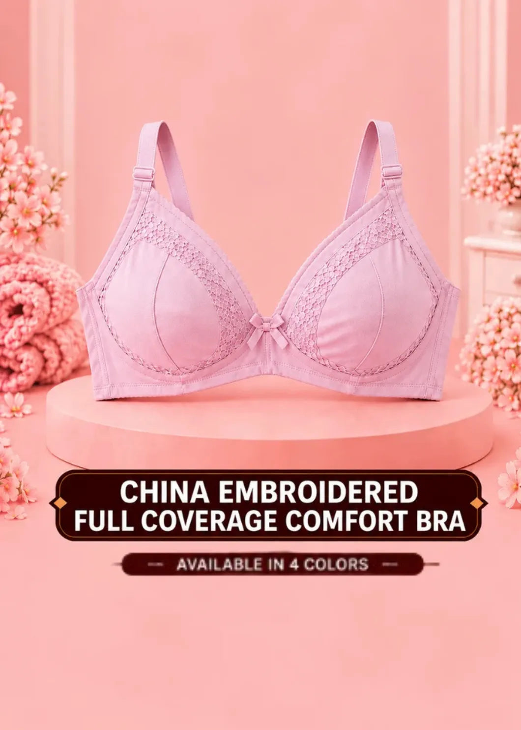 China Embroidered Full Coverage Comfort Bra for Women
