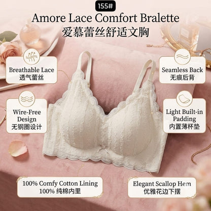 Amore Lace Comfort Bralette – Wire-Free Padded Lace Bra
