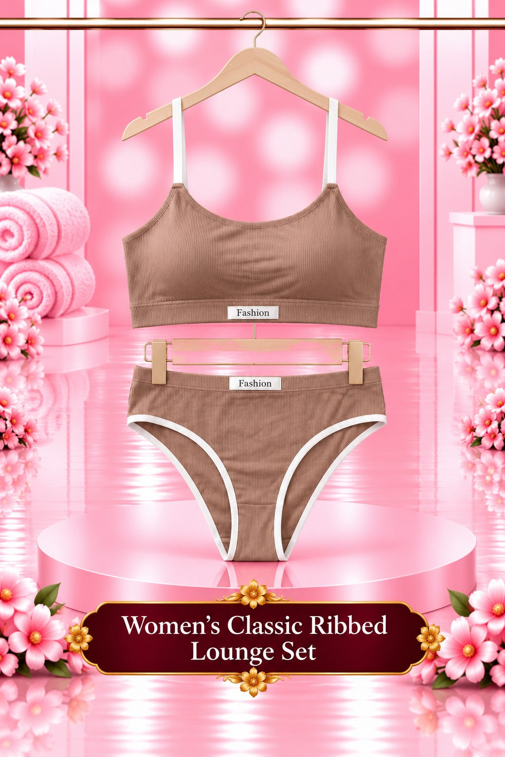 Women's Classic Ribbed Bra and Panty Set