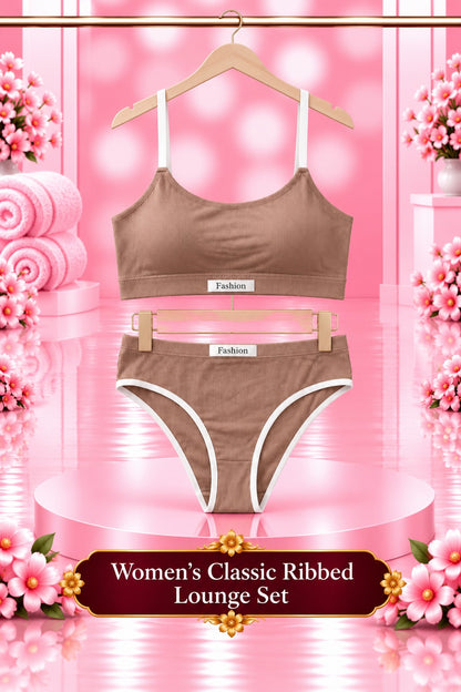 Women's Classic Ribbed Bra and Panty Set