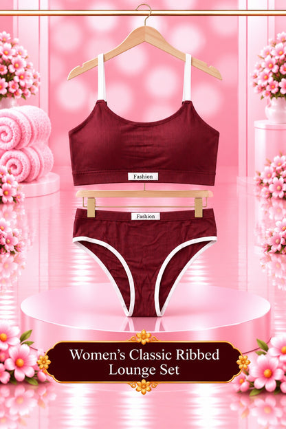 Women's Classic Ribbed Bra and Panty Set