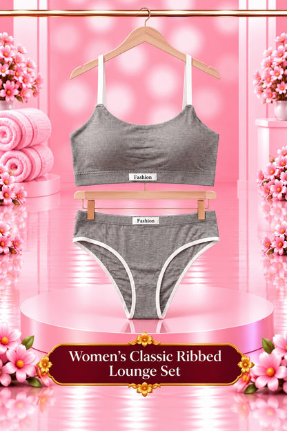 Women's Classic Ribbed Bra and Panty Set