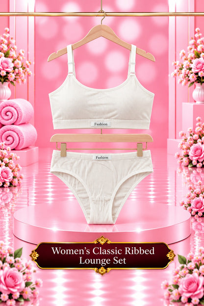 Women's Classic Ribbed Bra and Panty Set