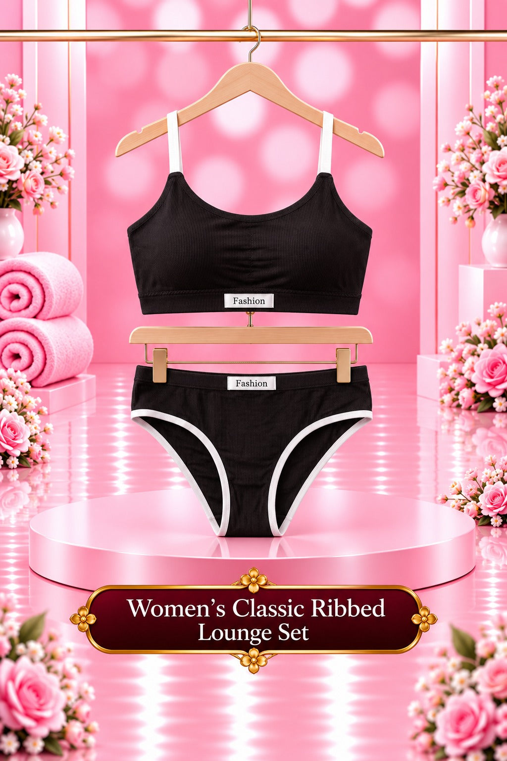 Women's Classic Ribbed Bra and Panty Set
