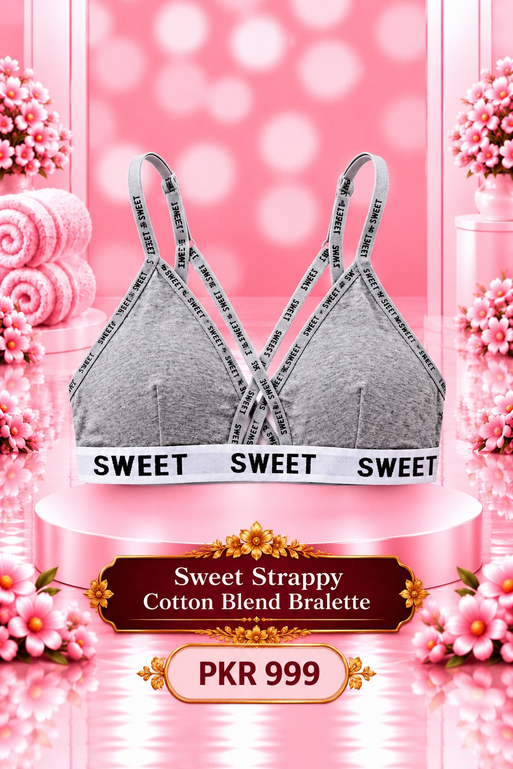 Women’s  Cotton Blend Bralette – Soft Triangle Wireless Bra