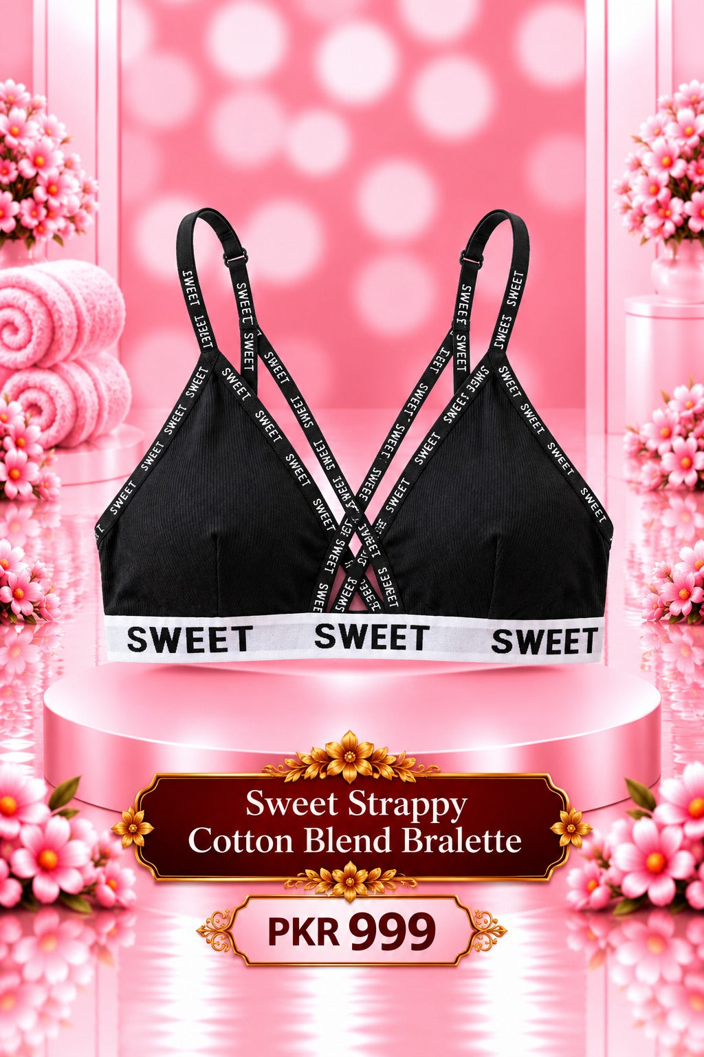 Women’s  Cotton Blend Bralette – Soft Triangle Wireless Bra