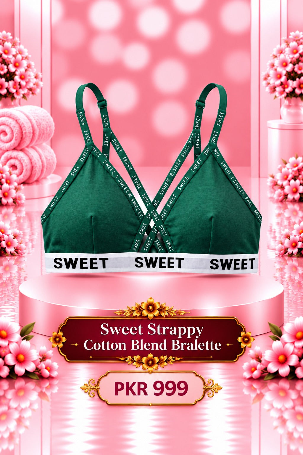 Women’s  Cotton Blend Bralette – Soft Triangle Wireless Bra