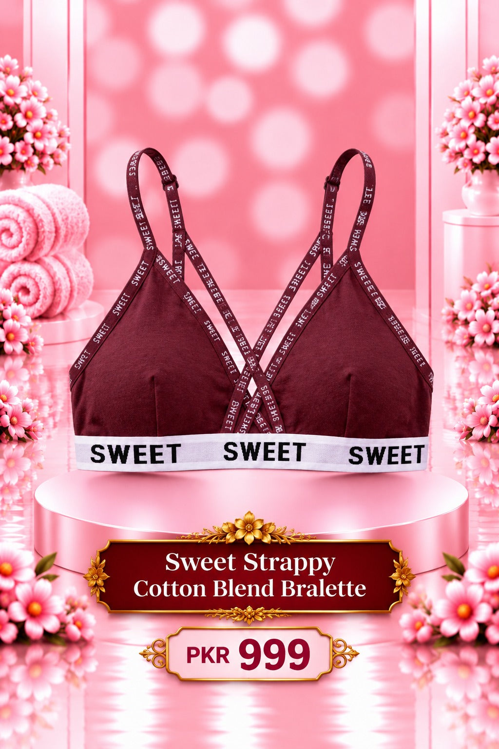 Women’s  Cotton Blend Bralette – Soft Triangle Wireless Bra